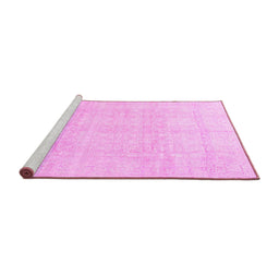 Sideview of Machine Washable Persian Pink Traditional Rug, wshtr4148pnk