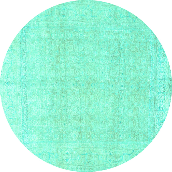 Round Persian Turquoise Traditional Rug, tr4148turq