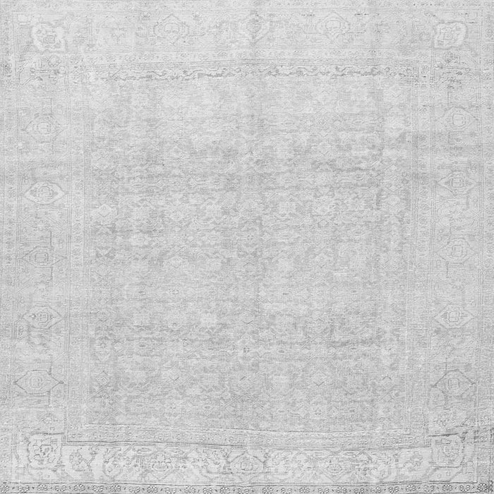 Round Machine Washable Persian Gray Traditional Rug, wshtr4148gry