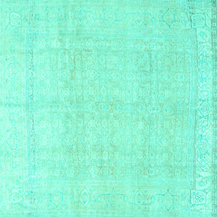 Square Machine Washable Persian Turquoise Traditional Area Rugs, wshtr4148turq