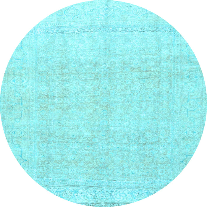 Round Machine Washable Persian Light Blue Traditional Rug, wshtr4148lblu
