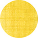 Round Machine Washable Persian Yellow Traditional Rug, wshtr4148yw