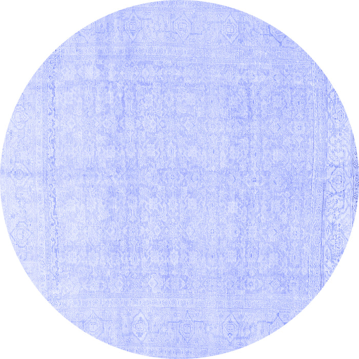Round Machine Washable Persian Blue Traditional Rug, wshtr4148blu