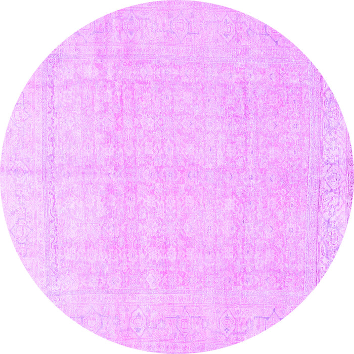 Round Machine Washable Persian Purple Traditional Area Rugs, wshtr4148pur