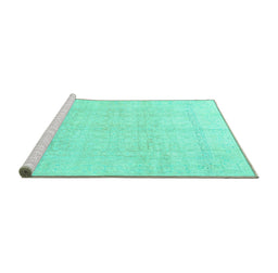 Sideview of Machine Washable Persian Turquoise Traditional Area Rugs, wshtr4148turq