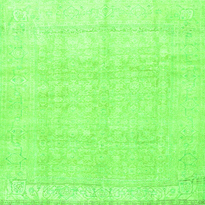 Round Machine Washable Persian Green Traditional Area Rugs, wshtr4148grn