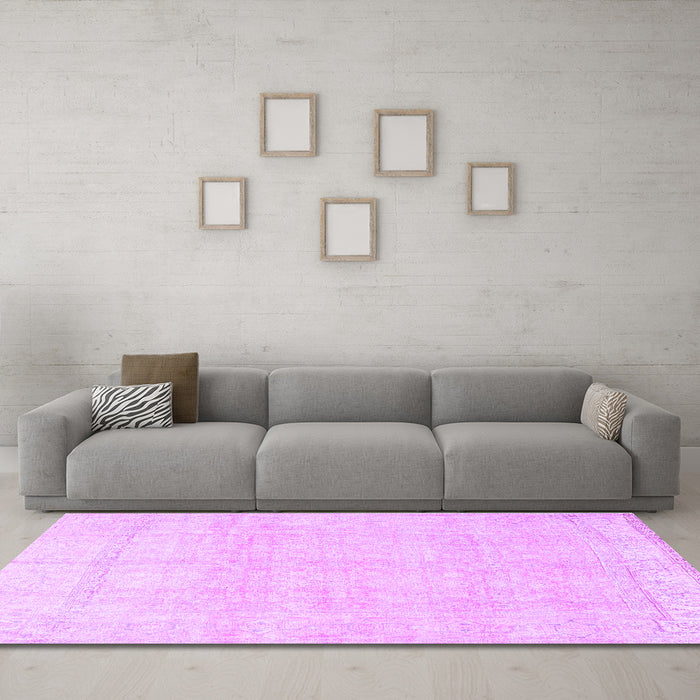 Machine Washable Persian Purple Traditional Area Rugs in a Living Room, wshtr4148pur