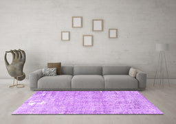Machine Washable Persian Purple Traditional Area Rugs in a Living Room, wshtr4149pur
