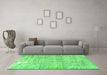 Machine Washable Persian Emerald Green Traditional Area Rugs in a Living Room,, wshtr4149emgrn