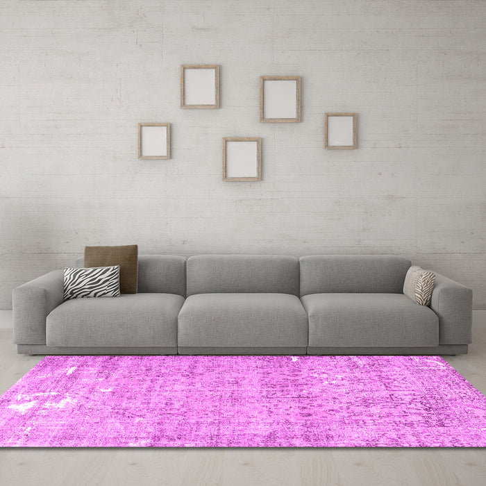 Machine Washable Persian Pink Traditional Rug in a Living Room, wshtr4149pnk