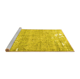 Sideview of Machine Washable Persian Yellow Traditional Rug, wshtr4149yw
