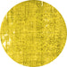 Round Machine Washable Persian Yellow Traditional Rug, wshtr4149yw