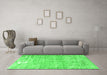 Machine Washable Persian Green Traditional Area Rugs in a Living Room,, wshtr4149grn
