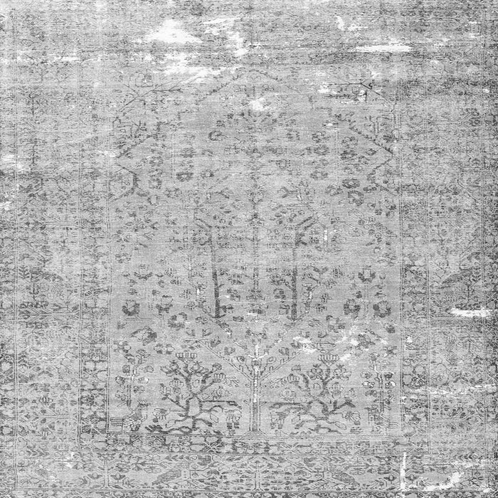 Round Machine Washable Persian Gray Traditional Rug, wshtr4149gry