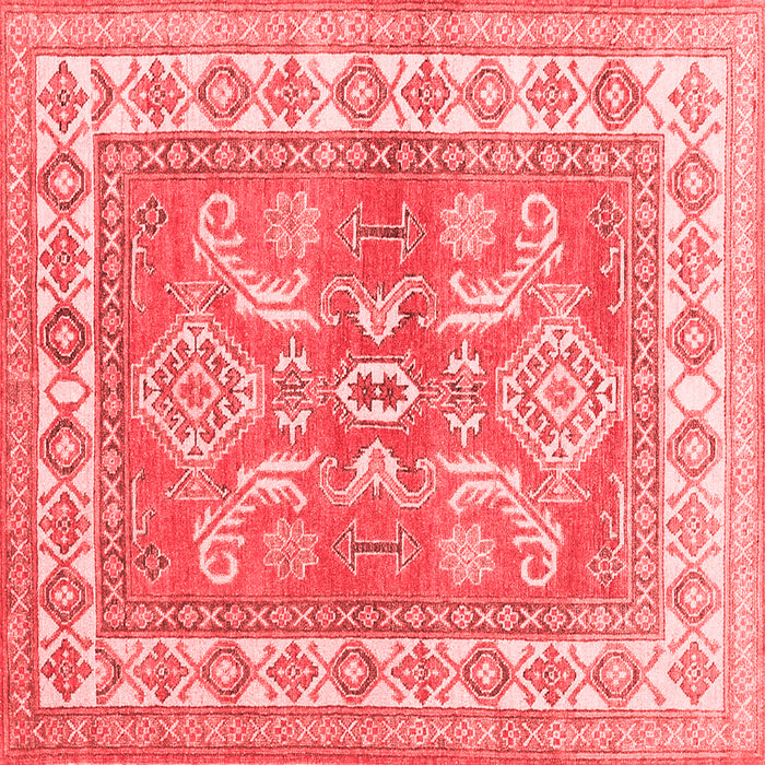 Machine Washable Geometric Red Traditional Rug, wshtr414red