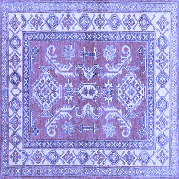 Square Machine Washable Geometric Blue Traditional Rug, wshtr414blu