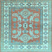 Square Machine Washable Geometric Light Blue Traditional Rug, wshtr414lblu