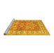 Sideview of Machine Washable Geometric Yellow Traditional Rug, wshtr414yw