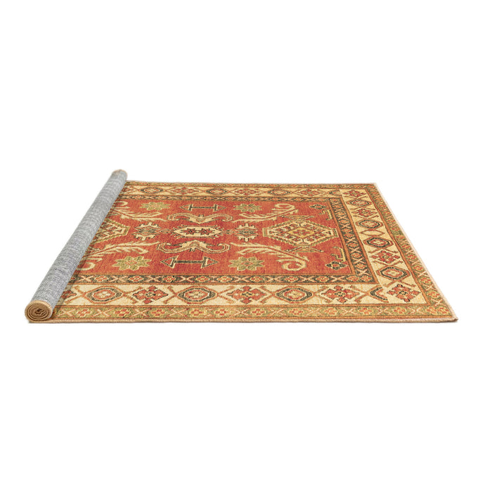 Sideview of Machine Washable Geometric Brown Traditional Rug, wshtr414brn