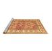 Sideview of Machine Washable Geometric Brown Traditional Rug, wshtr414brn