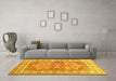 Machine Washable Geometric Yellow Traditional Rug in a Living Room, wshtr414yw