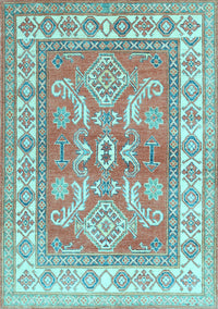 Geometric Light Blue Traditional Rug, tr414lblu