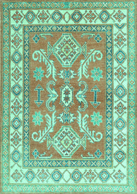 Geometric Turquoise Traditional Rug, tr414turq