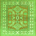 Serging Thickness of Geometric Green Traditional Rug, tr414grn