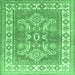 Square Geometric Emerald Green Traditional Rug, tr414emgrn