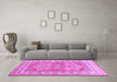 Machine Washable Geometric Purple Traditional Area Rugs in a Living Room, wshtr414pur