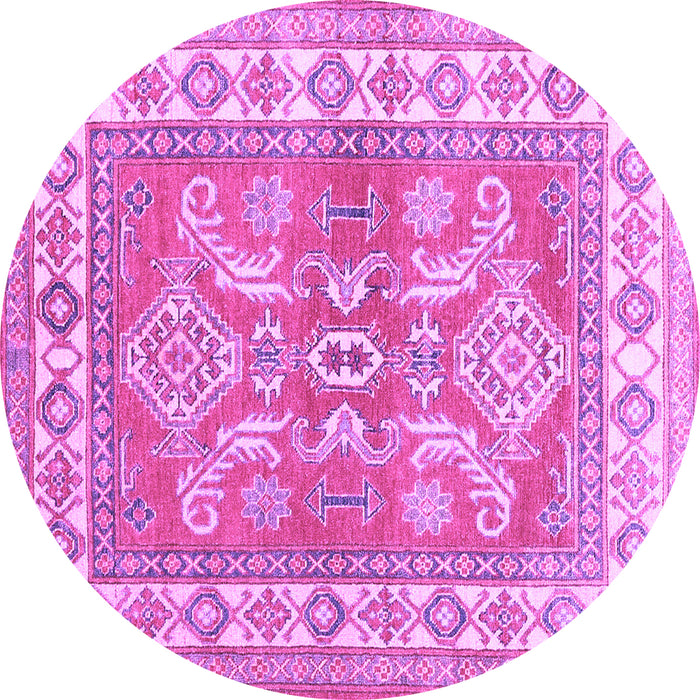 Round Machine Washable Geometric Purple Traditional Area Rugs, wshtr414pur