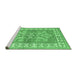 Sideview of Machine Washable Geometric Emerald Green Traditional Area Rugs, wshtr414emgrn