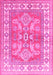 Machine Washable Geometric Pink Traditional Rug, wshtr414pnk