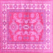 Square Machine Washable Geometric Pink Traditional Rug, wshtr414pnk