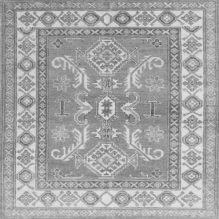 Round Machine Washable Geometric Gray Traditional Rug, wshtr414gry