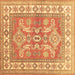 Square Geometric Brown Traditional Rug, tr414brn