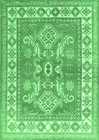 Geometric Emerald Green Traditional Rug, tr414emgrn