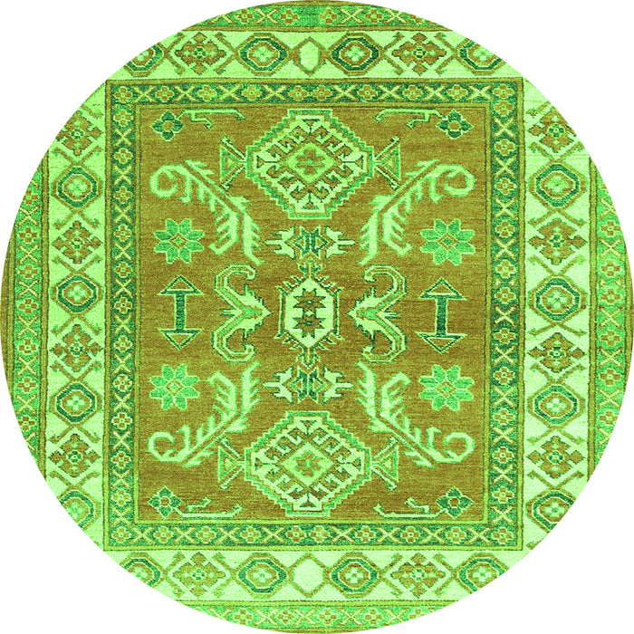 Square Geometric Green Traditional Rug, tr414grn