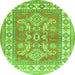 Square Geometric Green Traditional Rug, tr414grn