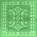 Square Machine Washable Geometric Emerald Green Traditional Area Rugs, wshtr414emgrn