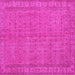 Square Machine Washable Persian Pink Bohemian Rug, wshtr4150pnk