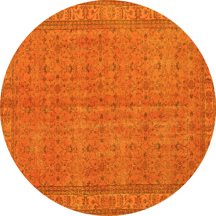 Round Machine Washable Persian Yellow Bohemian Rug, wshtr4150yw