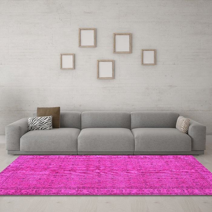 Machine Washable Persian Pink Bohemian Rug in a Living Room, wshtr4150pnk