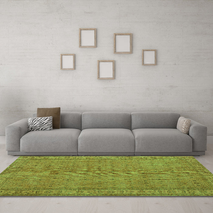 Machine Washable Persian Green Bohemian Area Rugs in a Living Room,, wshtr4150grn