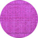 Round Machine Washable Persian Purple Bohemian Area Rugs, wshtr4150pur