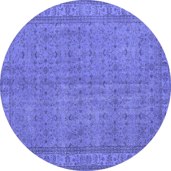 Round Machine Washable Persian Blue Bohemian Rug, wshtr4150blu