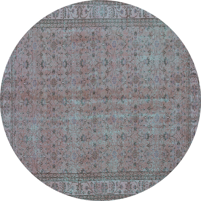 Round Machine Washable Persian Turquoise Bohemian Area Rugs, wshtr4150turq