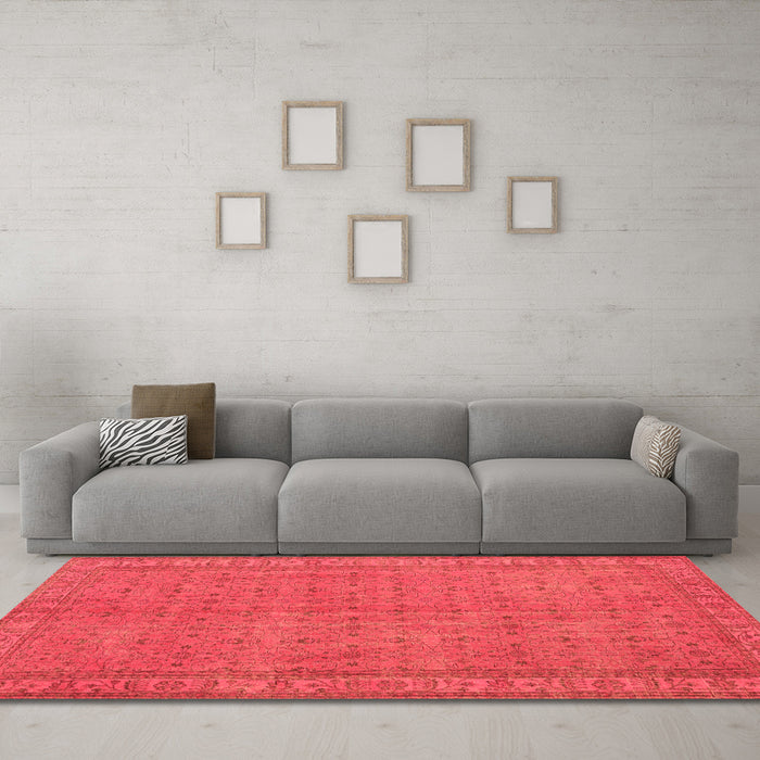 Machine Washable Persian Orange Bohemian Area Rugs in a Living Room, wshtr4150org