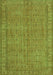 Serging Thickness of Machine Washable Persian Green Bohemian Area Rugs, wshtr4150grn