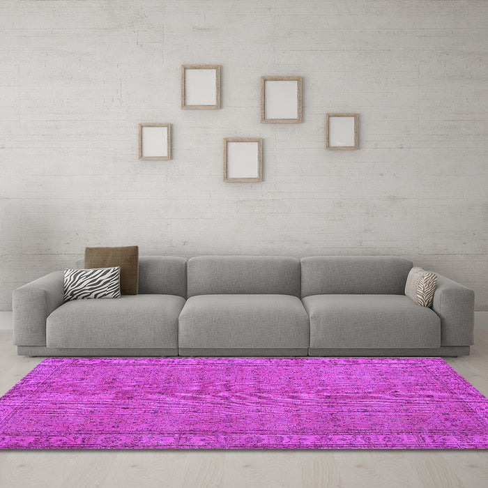 Machine Washable Persian Purple Bohemian Area Rugs in a Living Room, wshtr4150pur